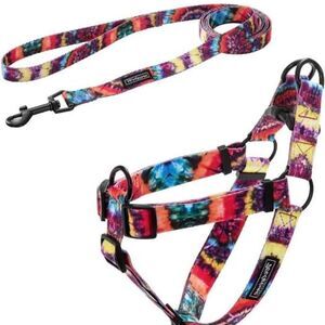 Size large Tie Dye Dog Harness and Leash Set